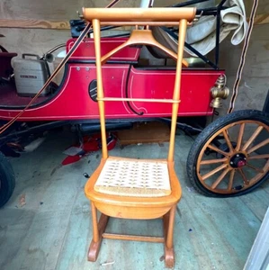 Vintage Italian Mid Century Modern SPQR Birch Wood Rope Seat Valet Chair Bedroom - Picture 1 of 23