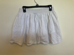 Faded Glory White Silver  Stripe Skort skirt Sz 14-16 girls