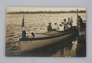 Cartolina d'epoca vera foto RPPC escursione in barca sul pagherò II circa 1910 - Foto 1 di 2