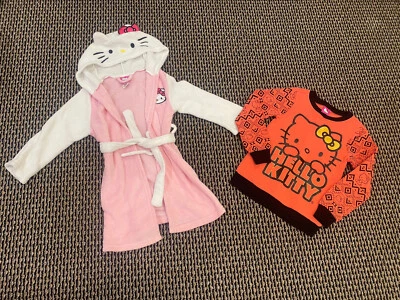 Lote de 2 batas y suéteres de felpa de vellón para jóvenes Hello Kitty Sanrio niñas pequeños 6x Foto 1 de 4
