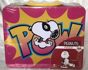 Peanuts 24 Piece Jigsaw In Collectible Lunch Box Tin Snoopy 2017 Cardinal SEALED - Picture 1 of 7