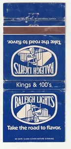COPERTINA MATCHBOOK - SIGARETTE RALEIGH LIGHTS - RE E ANNI 100 - Foto 1 di 3