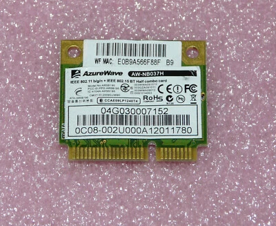 Azurewave AW-NB037H Mini PCIe Karte WLAN WiFi 802.11n ASUS G53S N75S U30S U30SD - Bild 1 von 2