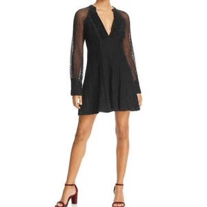 ELLA MOSS NEW Women's Black Ambeline V-neck Lace Fit & Flare Dress S TEDO - Picture 1 of 2