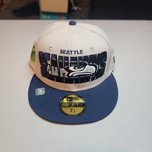 New Era 59Fifty Seattle Seahawks Crema Línea Lateral Piedra Sombrero Ajustado Talla 7 1/8 Gorra - Imagen 1 de 8