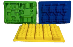 Lego Silicone Molds 3pc LOT Bricks Minifigures Ice Cubes Candy Jello Chocolate