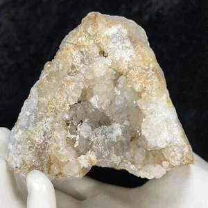 Geode Natural Quartz Crystal With Calcite Mineral Specimen 3" 12oz - Picture 1 of 8