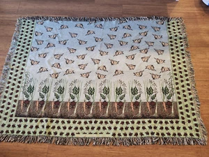 Warren Kimble Butterfly Ladybug Carrots Throw Tapestry Fringe 72 x 52 Spring - Picture 1 of 7