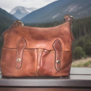 RARE Vintage Dooney & Bourke Leather Shoulder Bag Florentine A Lucy Brown - Picture 1 of 12