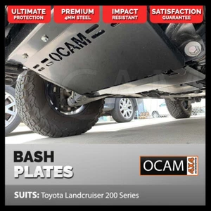 OCAM 3pce Steel Bash Plates For Toyota Landcruiser 200 Series 4mm SILVER - Picture 1 of 12