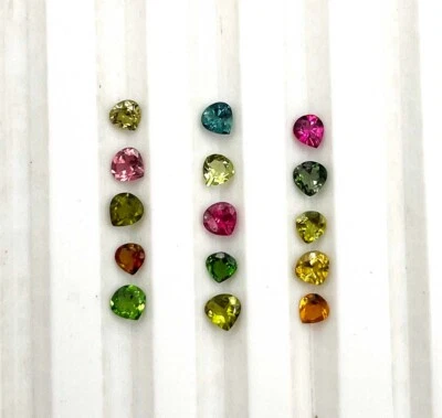 Natural Multi Tourmaline Heart Cut Loose Gemstone Lot 68 Pcs 3 MM 5 CT - Image 1 of 4