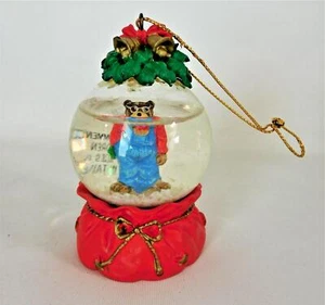 Snow Globe Christmas Ornament Bubba Bear 3" H Water Ball Made In Taiwan Vintage - Picture 1 of 5
