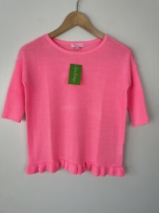 NWT Lilly Pulitzer Kids Tierneigh Sweater 3/4 Sleeve Pink Sunset Girl's Medium