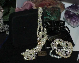 QVC 14k Honora KESHI Pearl Aqua Amethyst Citrine 3 Strand Necklace Bracelets NEW - Picture 1 of 12