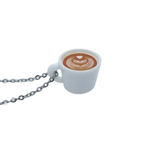USA Verkäufer 3D Latte Kaffeebecher Harz Anhänger Halskette Schmuck Spaß Herz Design - Bild 1 von 22