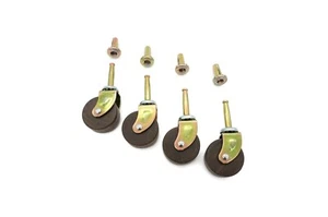 4 Furniture Casters Wood Furniture Casters Ball Bearings Grip Neck Caster 1-5/8” - Picture 1 of 2