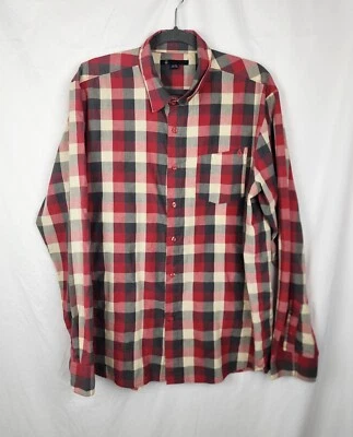 Volcom The Strike Long Sleeve Button-Up Checkered Red Western Shirt sz XL - Image 1 of 4