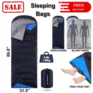Sleeping Bags Backpacking Waterproof - For Camping & Hiking W/ Compression Bags - Picture 1 of 14