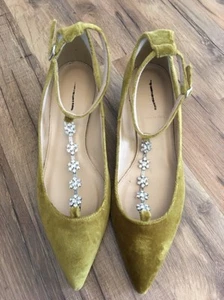 Nuevo JCrew Terciopelo Flor Cristal Bomba Gatito Tacón Vara de Oro Oscuro Talla 7 Artículo de Muestra - Imagen 1 de 10