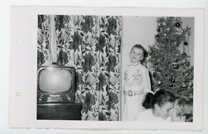 Christmas morning boy in Davy Crockett western outfit vintage snapshot photo - Picture 1 of 3