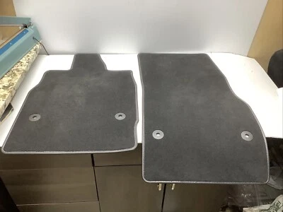 2020-23 Chevrolet Corvette C8 OEM Floor Mats Set 84839873 Black White Stitch - Image 1 of 4