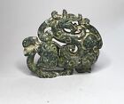 Chinese Antique Nephrite Neolithic Green Jade Dragon Carving