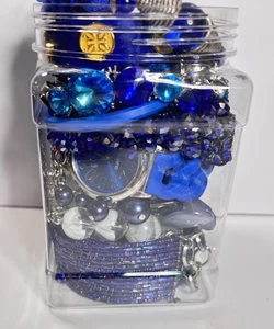 Blautöne kuratiert Mystery Schmuck Glas Vintage-Modern 2 Pfund 4 Unzen tragbar 1025p - Bild 1 von 6