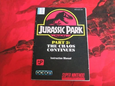 Jurassic Park Part 2 The Chaos Continues SNES Manual Super Nintendo No Game - Image 1 of 4