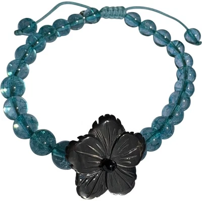 Браслет Lola Rose перламутровый цветок бисер аква полудрагоценный камень No16 - Изображение 1 из 4