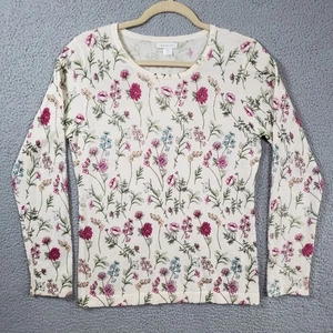 Garnet Hill Pullover Damen Medium Blumen Merinowolle Pulli Cottagecore weich - Bild 1 von 11