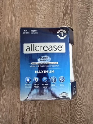 Allerease Full Maximum Waterproof Allergy Bed Bug Mattress Protector White NEW - Image 1 of 4