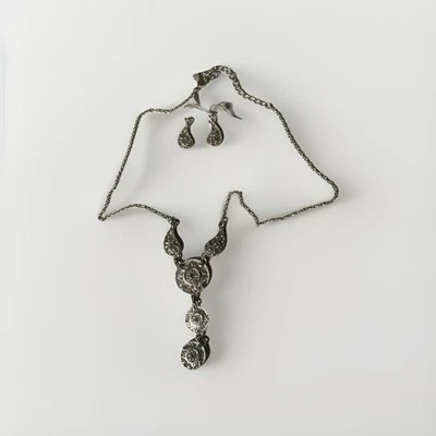 Ожерелье и серьги комплект GV9 серебристого тона светло-голубые камни новый без ЯРЛЫКОВ  - Изображение 1 из 4