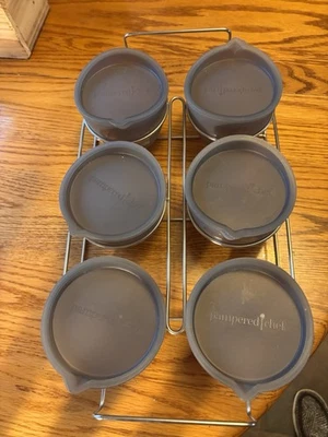 Mini cuencos y tapas congelador de silicona Pampered Chef con estantes de almacenamiento 3 juegos #100181 Foto 1 de 4