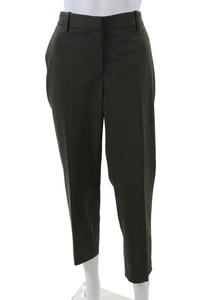 Theory Womens Wool Four Pocket Mid-Rise Straight Leg Pants Trousers Olive Size 8 - Picture 1 of 7