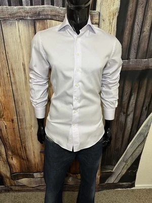 SUITSUPPLY Long Sleeve Lavender Dress Shirt 16 (41) Slim Fit Traveller Custom - Image 1 of 4