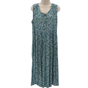 Tamba Tamba Damen Maxikleid türkis blau Batik Knopf ärmellos M/L - Bild 1 von 7
