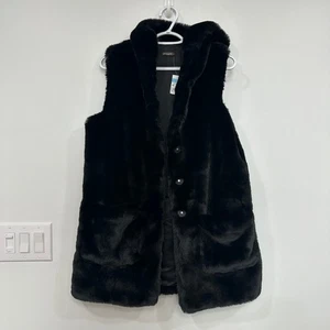 Chaleco J Mclaughlin Vail NUEVO CON ETIQUETAS XS Imitación Piel Capucha Botón Sin Mangas Prendas exteriores Difuso - Imagen 1 de 10