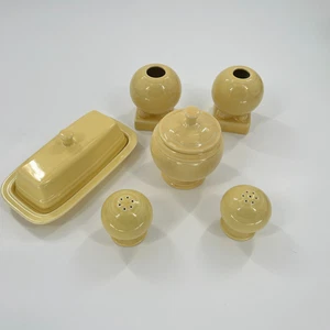 Juego de 6 accesorios Fiesta amarillo plato de mantequilla azucarero sal pimienta candelabro - Imagen 1 de 17