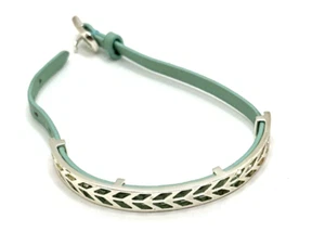 Pulsera de cuero azul Stella & Dot tono plata inspiradora BELIEVE 8" NUEVA SIN ETIQUETAS - Imagen 1 de 8