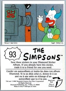 Krusty The Clown #93 The Simpsons 1990 Sticker - Picture 1 of 1