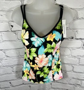 Tankini Miraclesuit da donna rosa dimagrante nero floreale taglia 10 media NUOVO - Foto 1 di 7