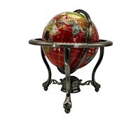 14" Blue Pearl Swirl Gemstone globe w/ Tripod Zinc Alloy Std Collector Edition 14" Blue Pearl Swirl Gemstone globe w/ Tripod Zinc Alloy Std Collector Edition