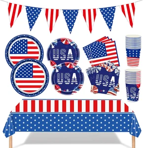 American Flag Patriotic Party Supplies 98Pcs Veterans Day Election Day 4Th of Ju - Picture 1 of 12