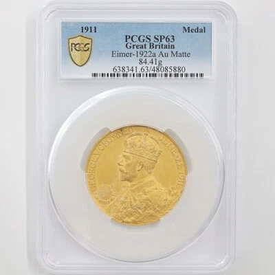 1911 Great Britain George V Coronation Commemorative Gold Medal PCGS SP 63 MATTE - Image 1 of 4