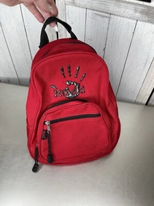 Mudd Mini Canvas Backpack Red Y2K Glitter Rubber Handprint Vintage - Picture 1 of 8