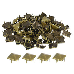 150Pcs Square Pyramid Rivets for Clothing, 15mm Four-Jaw Studs Spikes, Bronze