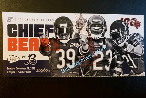 Kansas City Chiefs VS Chicago Bears Ticket Stub 12/22/19 Devin Hester BEARS 100 Cover
