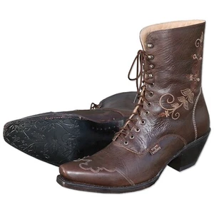 Damen Stiefelette Country Western-Stiefel Leder Braun Cowboy Boots S&S »ROSIE« - Picture 1 of 1