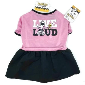 PEANUTS Dog Dress SIZE MEDIUM Pink Black Snoopy Woodstock Live Loud Apparel NWT - Picture 1 of 12