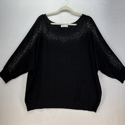 89th Madison Rhinestone Sleeve Boat Neck Pullover Top Blouse Women’s Plus Sz 3X - Image 1 of 4